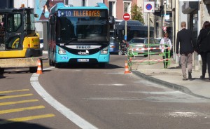 bus 10 rue des Chaprais en travaux en septembre 2015