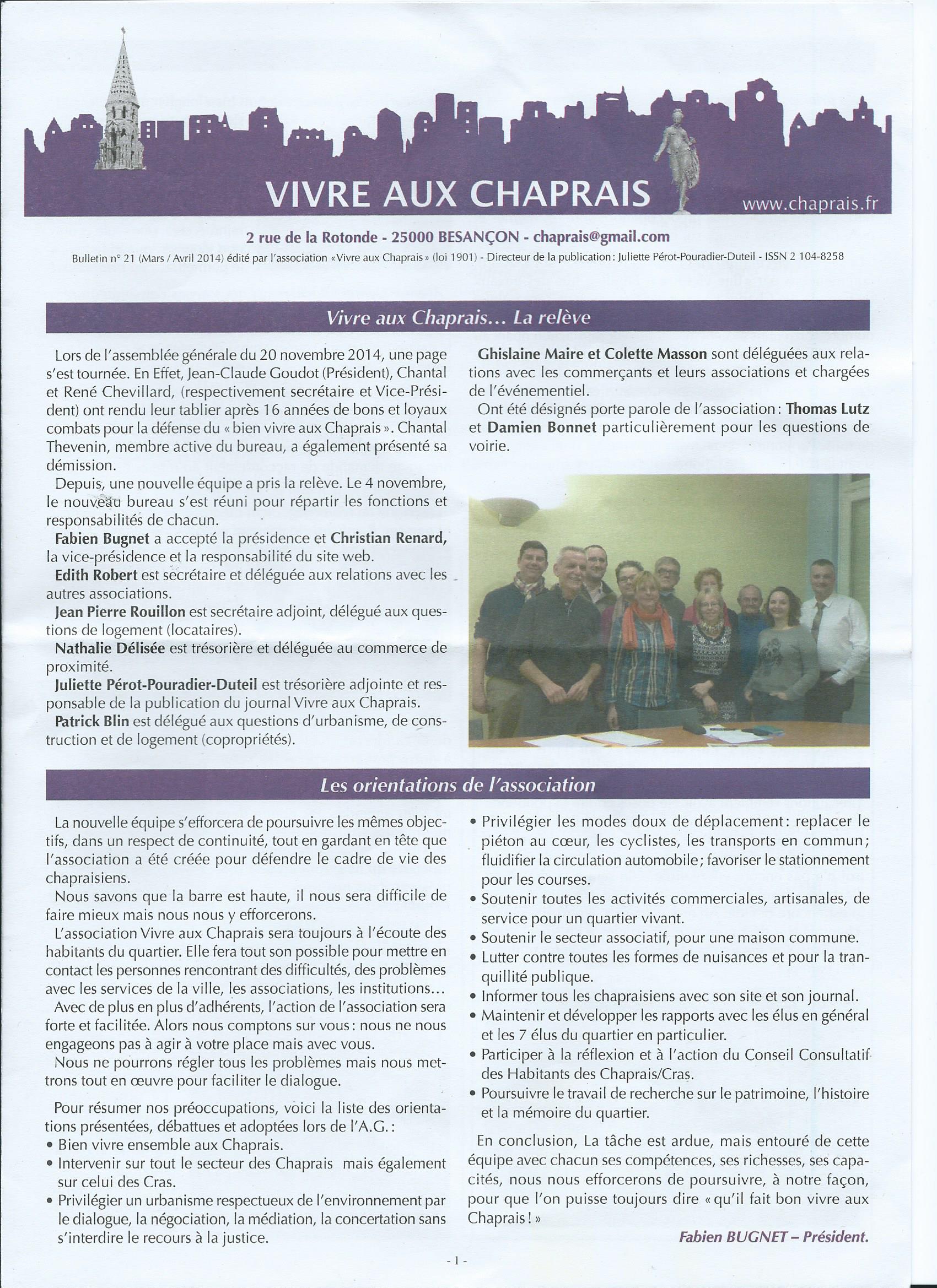 Vivre aux Chaprais n° 21 page 1