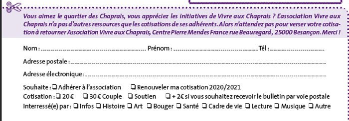 bulletin d'adhésion