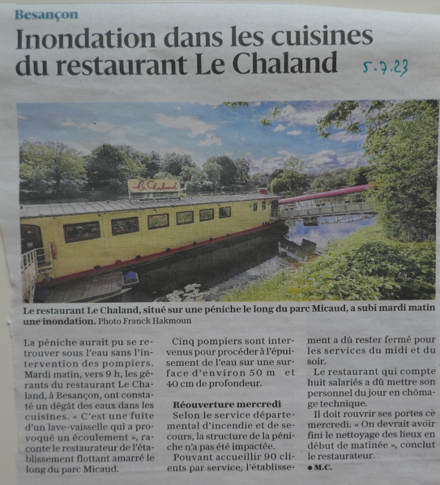 Est 5/7/23 Chaland inondé
