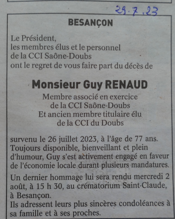avis de décès Guy Renaud