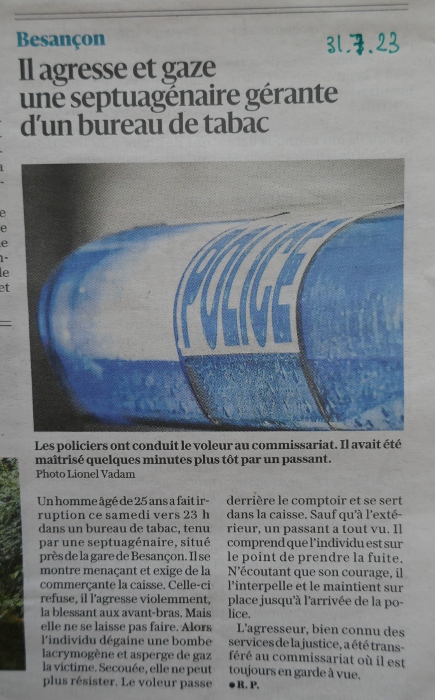 Est 31/7/23 agression tabac gare