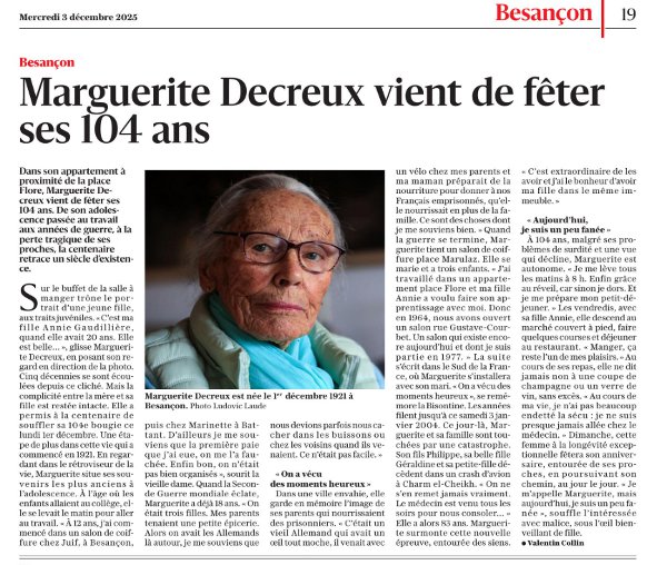 Est décembre 25
Marguerite Decreux