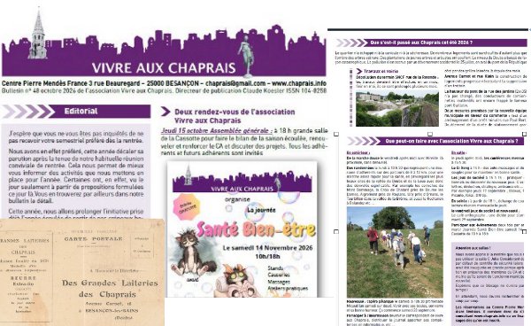 journal Vivre aux Chaprais octobre 2026